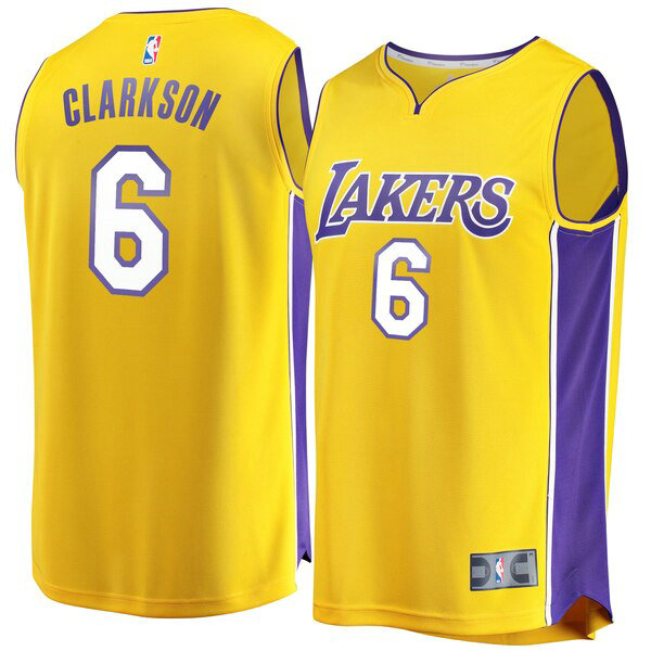 Maillot nba Los Angeles Lakers Icon Edition Homme Jordan Clarkson 6 Jaune
